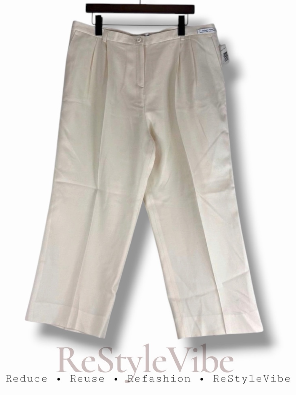 PENDLETON Women’s Size 18 Pants Pleated Ankle Length Wool NWT Lined Cream NEW
